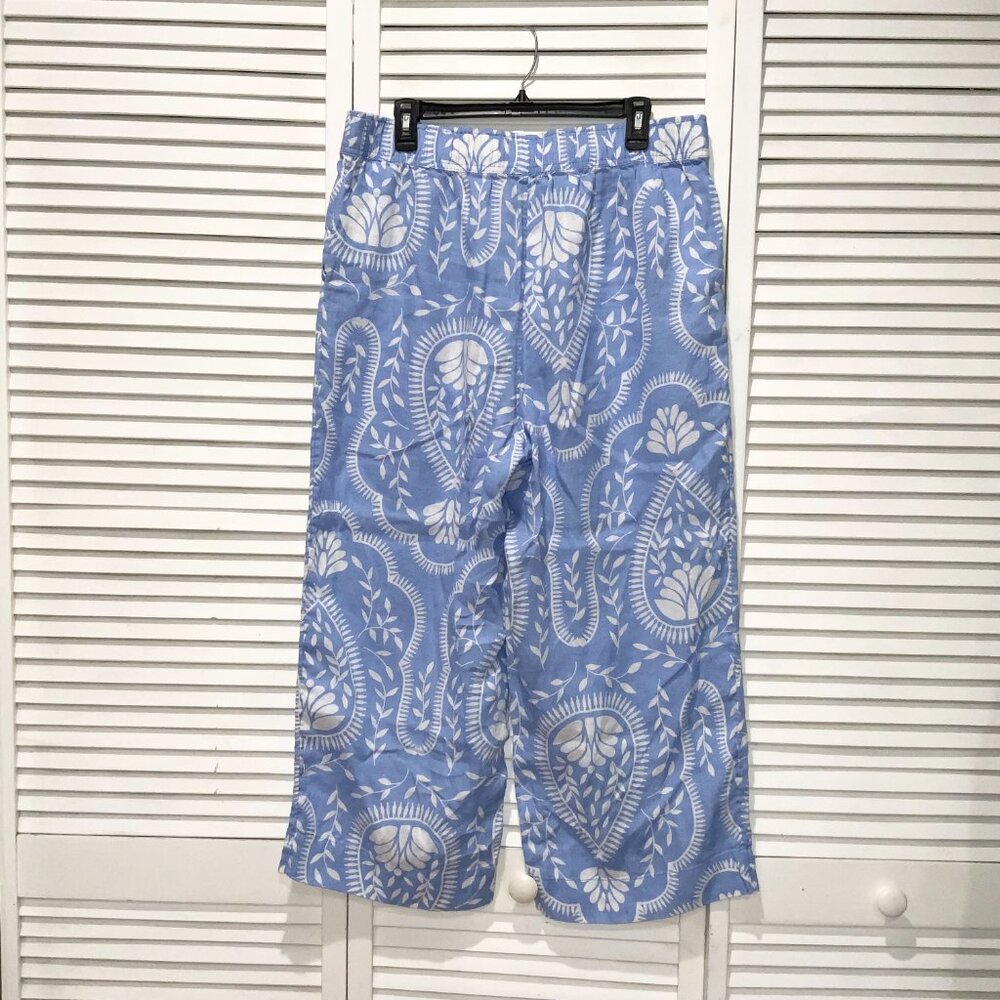 Joie 100% Linen Blue and White Capri Pants Size XL - Picture 2 of 3